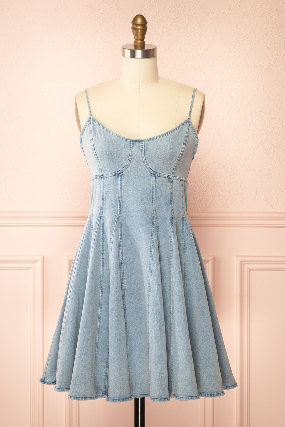 Jihane Light Blue Short Denim Dress | Boutique 1861 front view