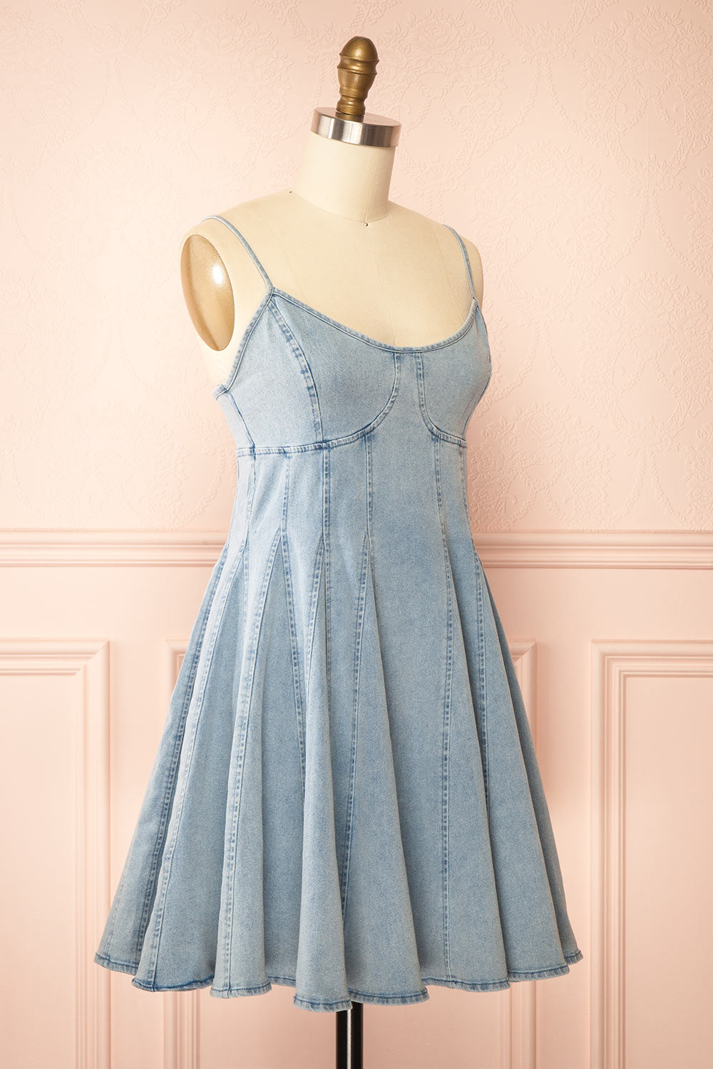 Jihane Light Blue Short Denim Dress | Boutique 1861 side view