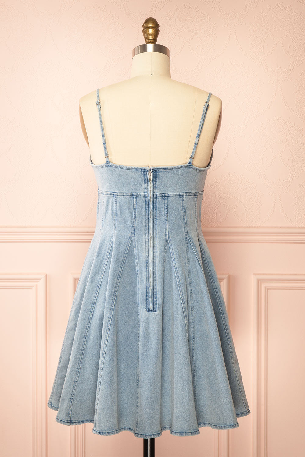Jihane Light Blue Short Denim Dress | Boutique 1861 back view