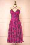 Jillian Purple Floral Midi Dress | Boutique 1861 front view