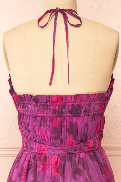 Jillian Purple Floral Midi Dress | Boutique 1861 back