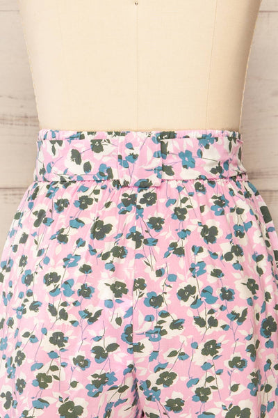 Joey Floral Pink High-Waisted Shorts w/ Belt | La petite garçonne back
