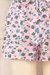 Joey Floral Pink High-Waisted Shorts w/ Belt | La petite garçonne bottom