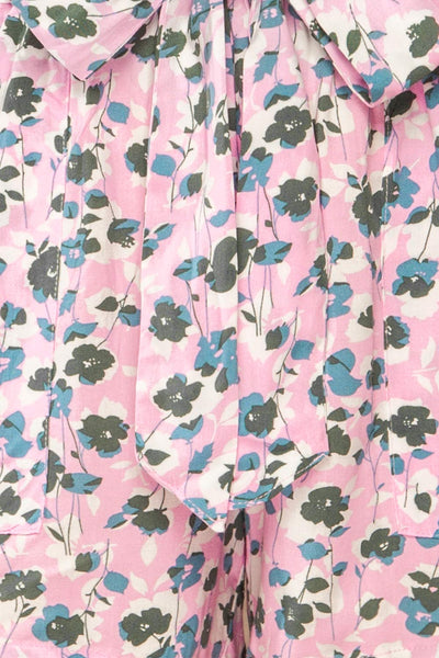 Joey Floral Pink High-Waisted Shorts w/ Belt | La petite garçonne fabric