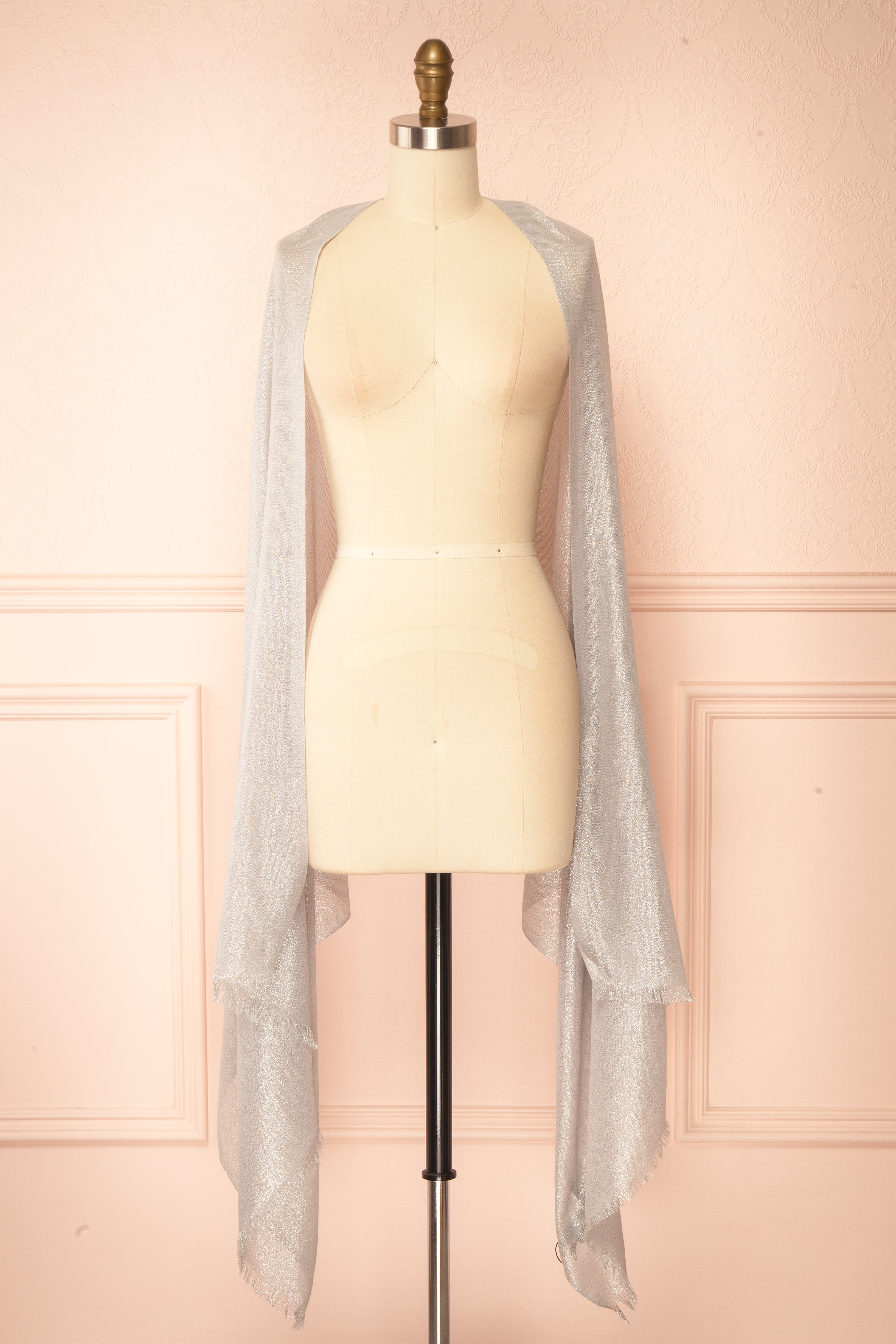 Jolina Silver Metallic Shawl | Boutique 1861 view