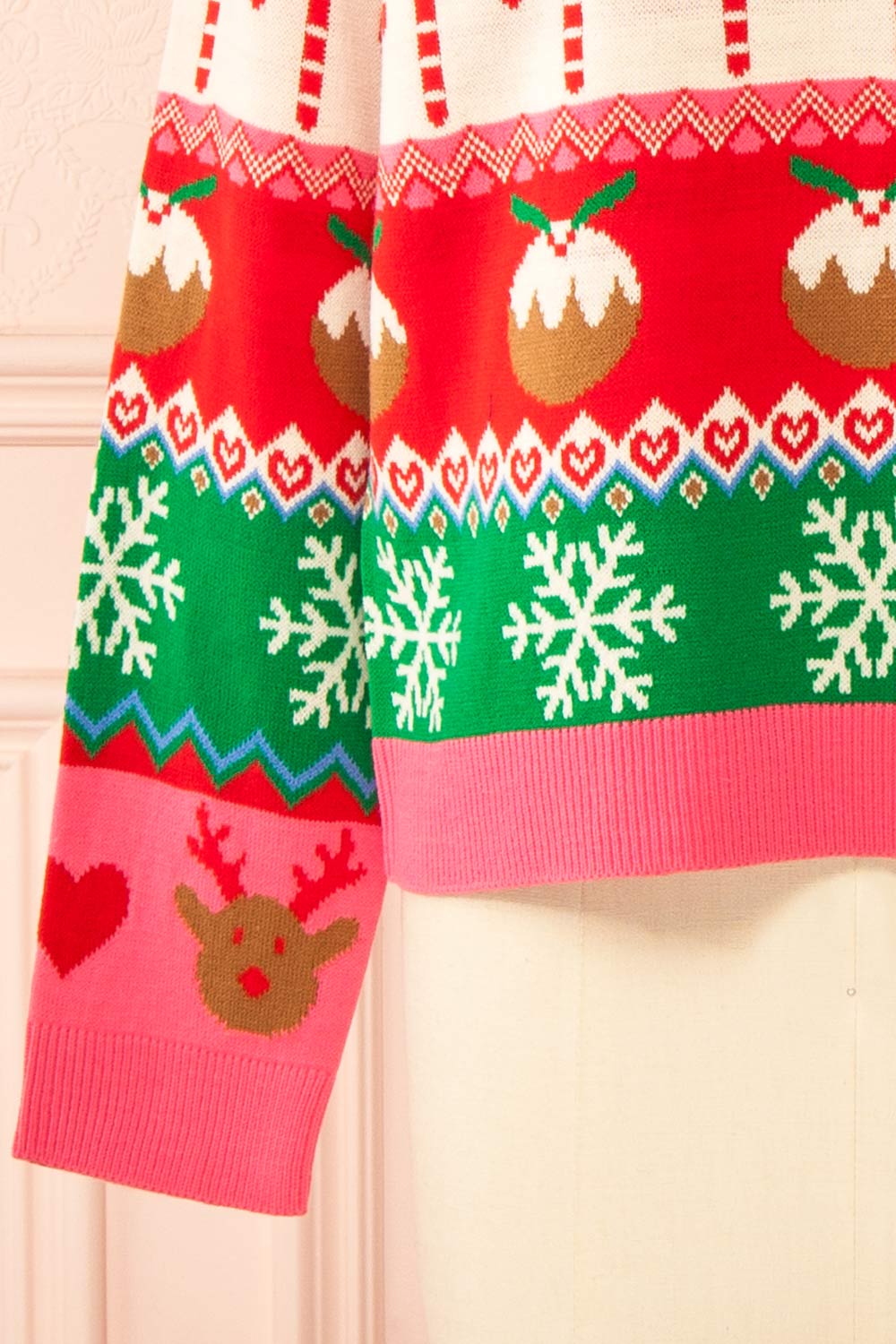 Jolly Colourful Christmas Sweater | Boutique 1861 sleeve