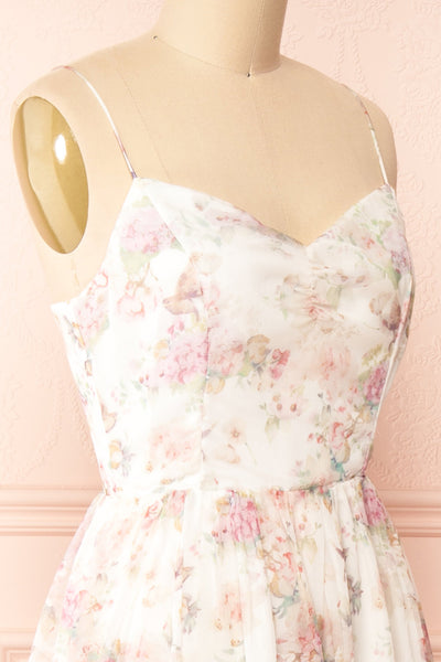 Jona Floral Midi Dress w/ Open Back | Boutique 1861 side close-up