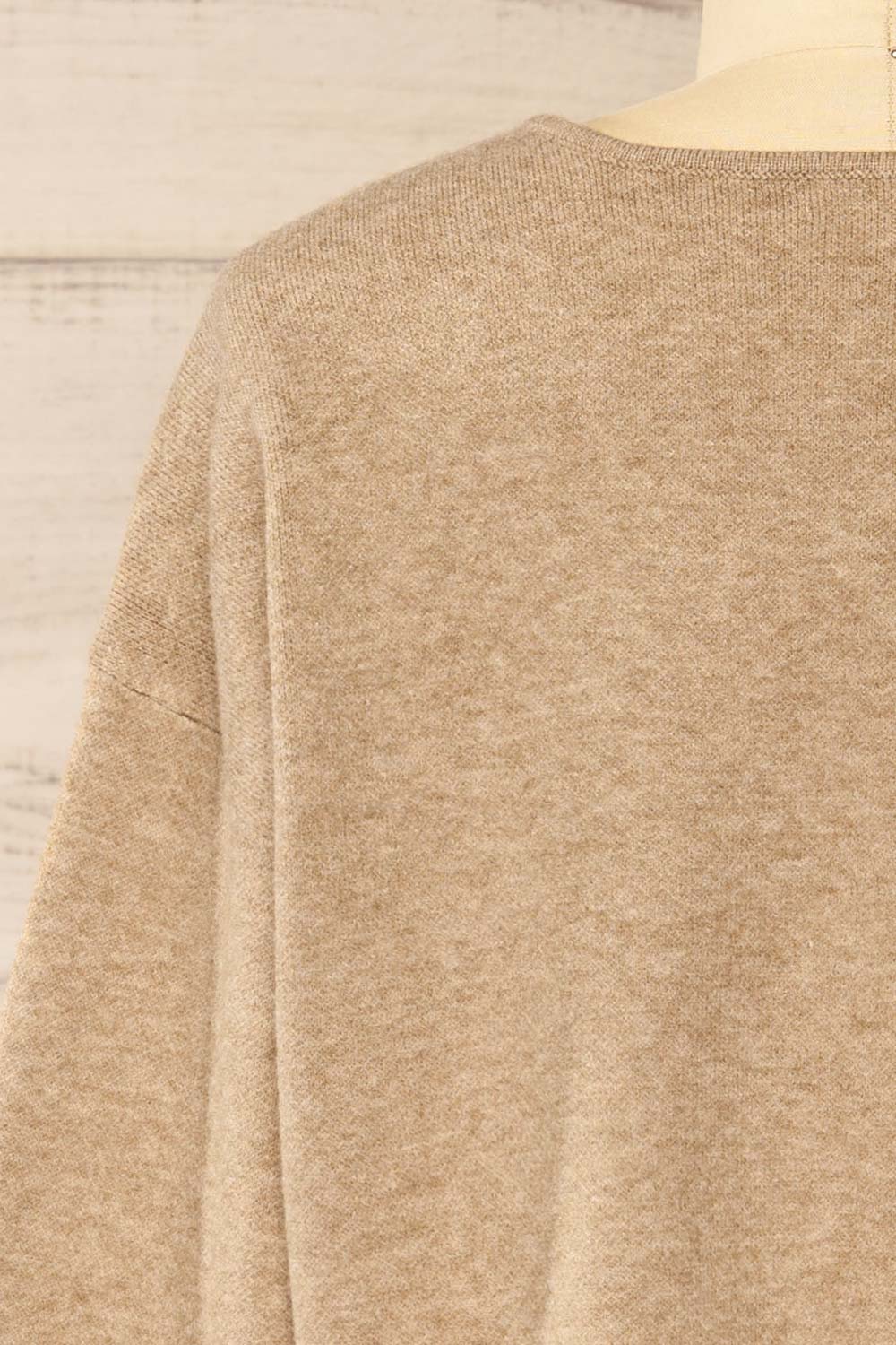 Joona Cropped Taupe Cardigan | La petite garçonne  back