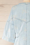 Jorah Denim Jumpsuit w/ Floral Embroidery | La petite garçonne back close-up