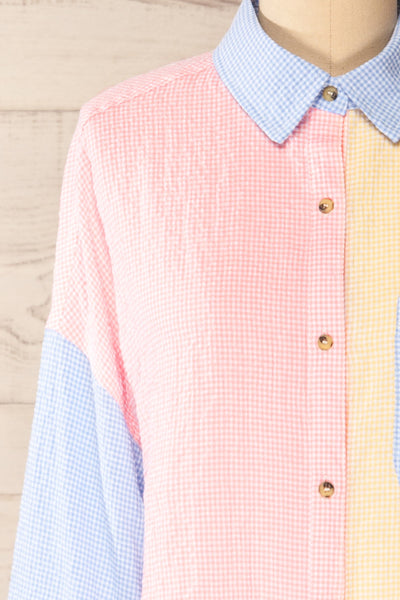 Jordan Pink Oversized Colour Block Shirt | La petite garçonne front close-up