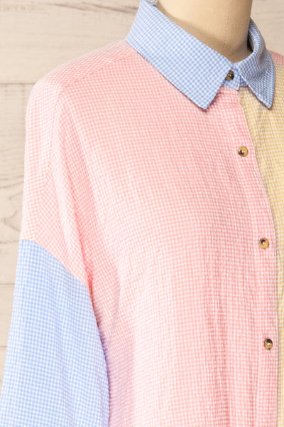 Jordan Pink Oversized Colour Block Shirt | La petite garçonne side close-up