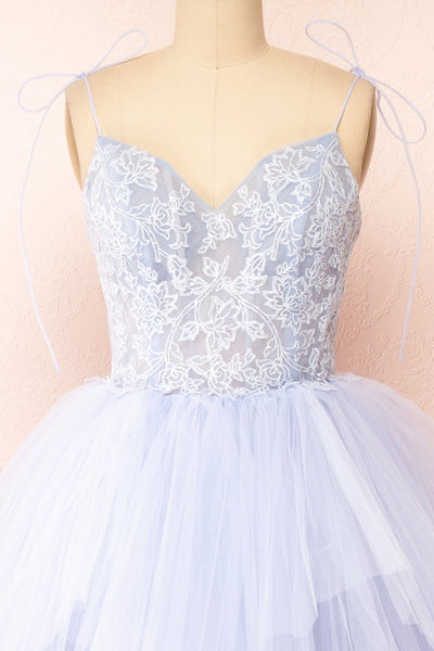 Jordina Tiered Lavender Blue Maxi Dress | Boudoir 1861 front