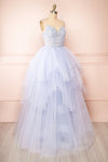 Jordina Tiered Lavender Blue Maxi Dress | Boudoir 1861 side view