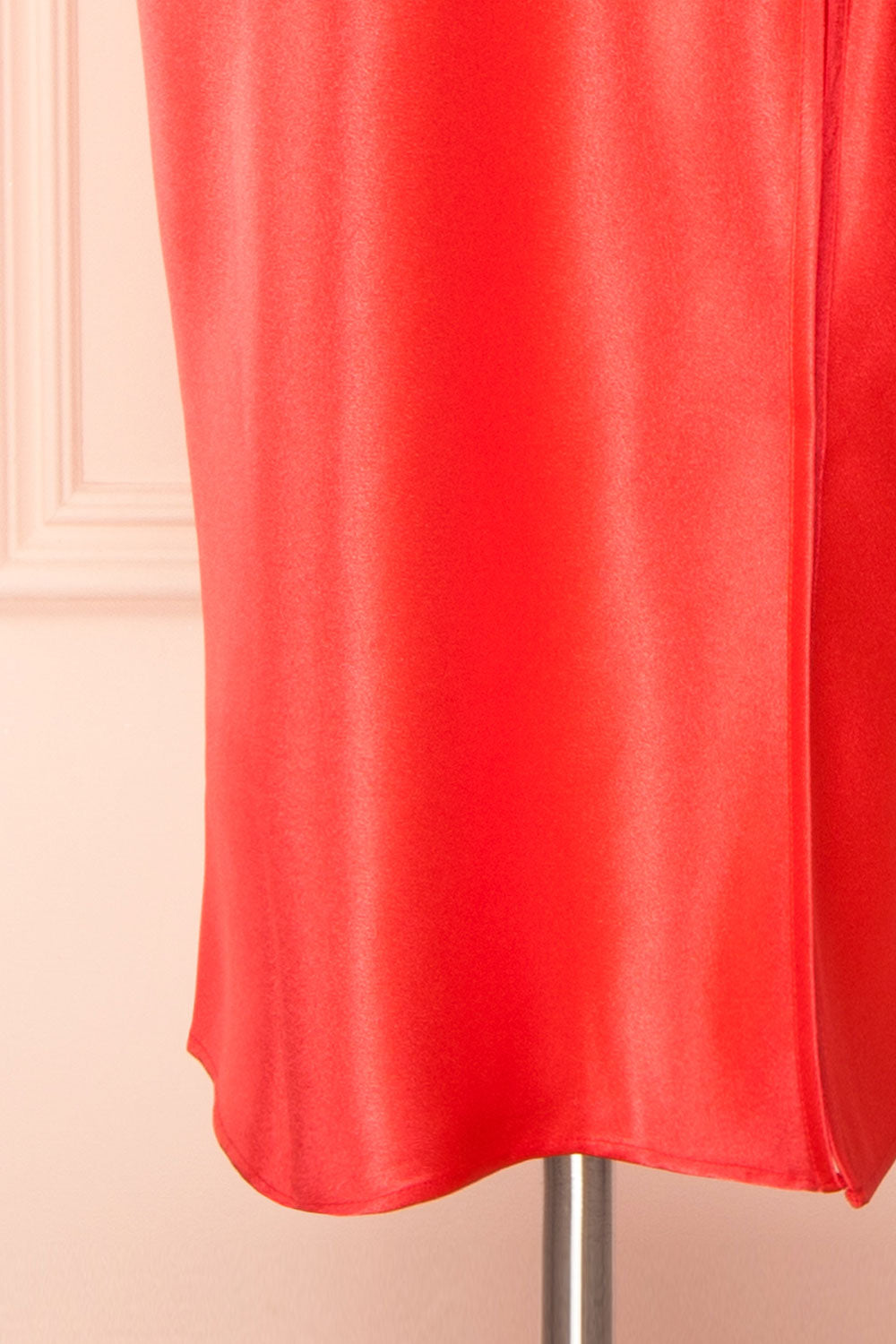 Jordy Coral-Red Satin Midi Dress w/ Slit | Boutique 1861 bottom 