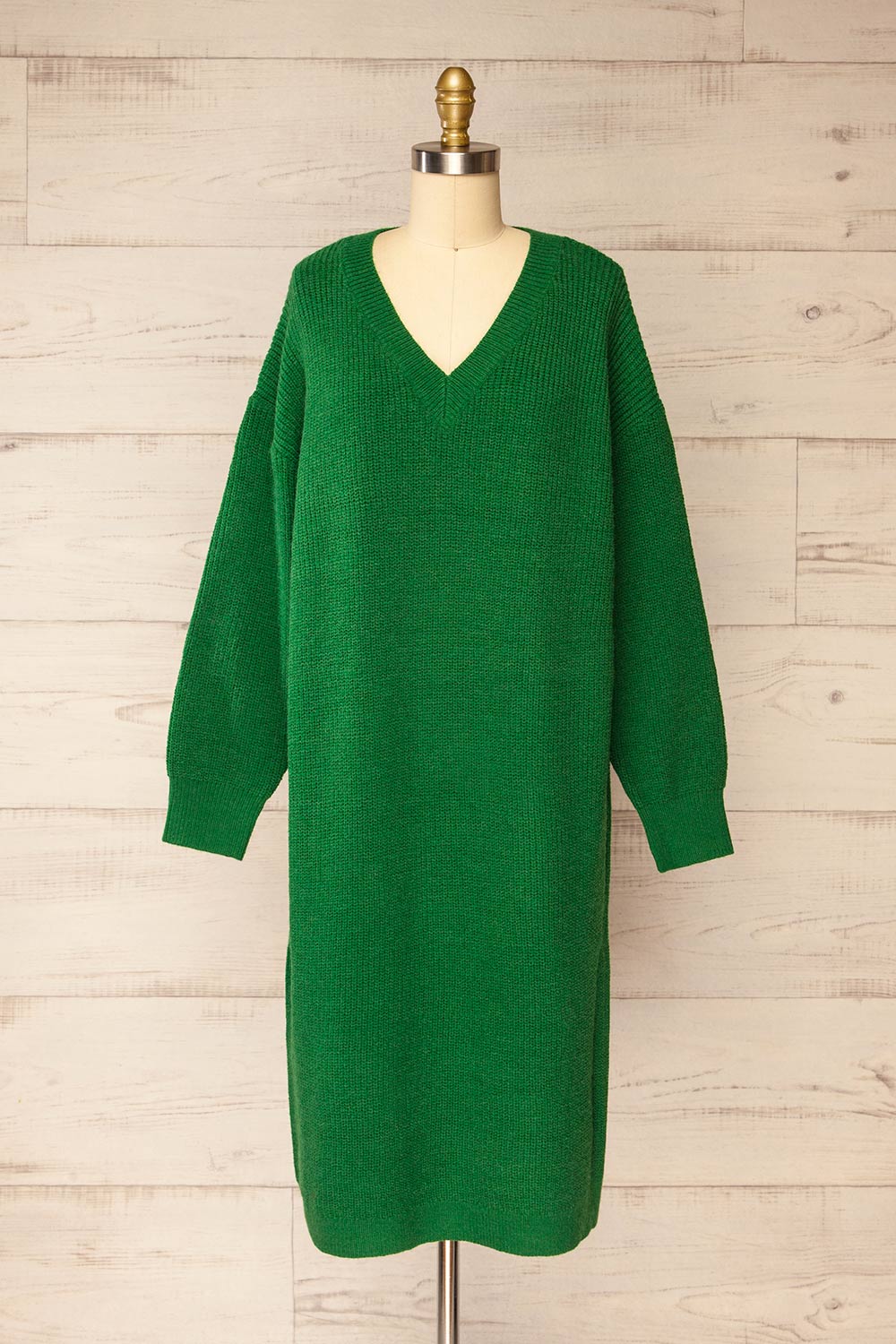 Jory Green Knit Midi Dress | La petite garçonne front view