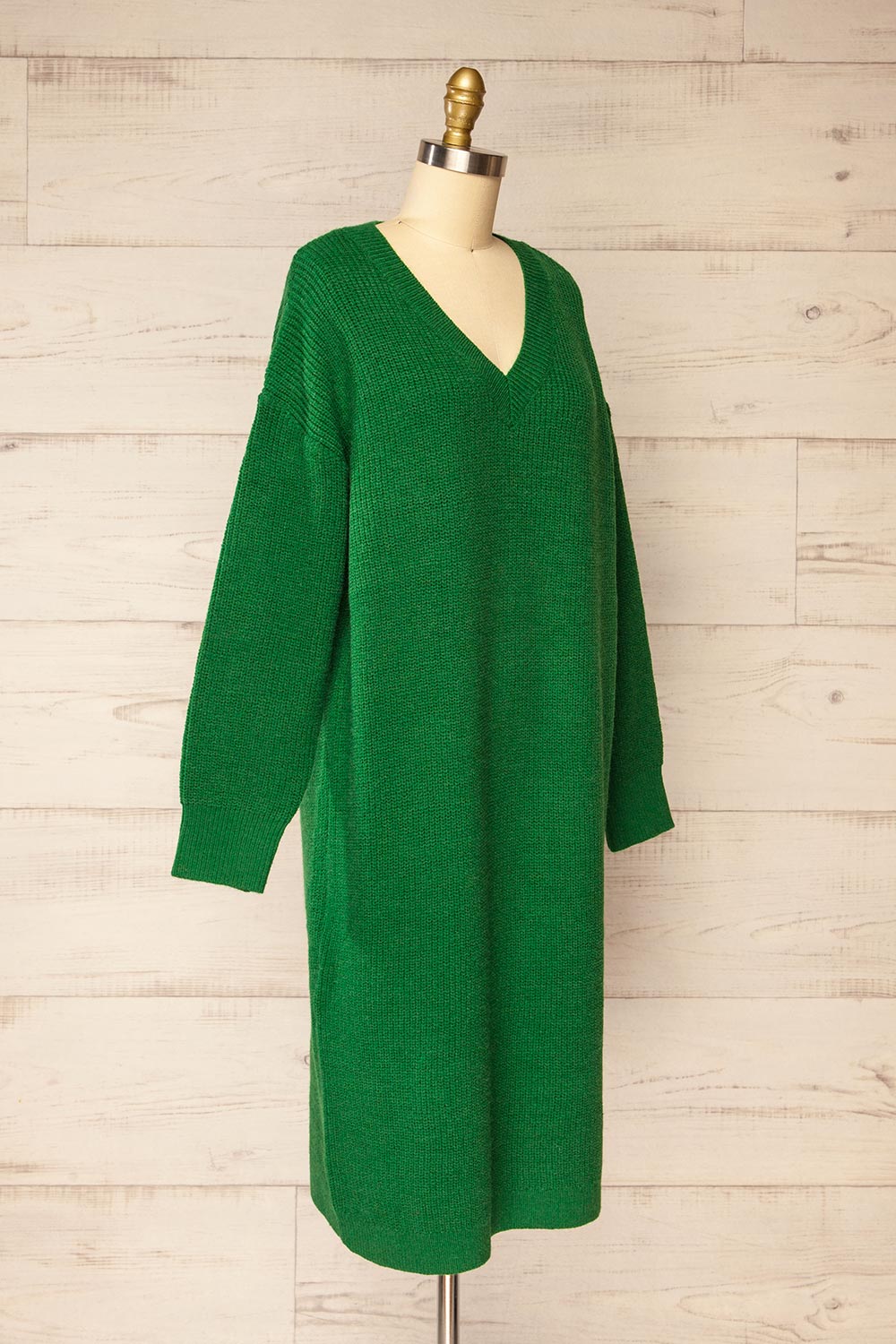 Jory Green Knit Midi Dress | La petite garçonne  side view