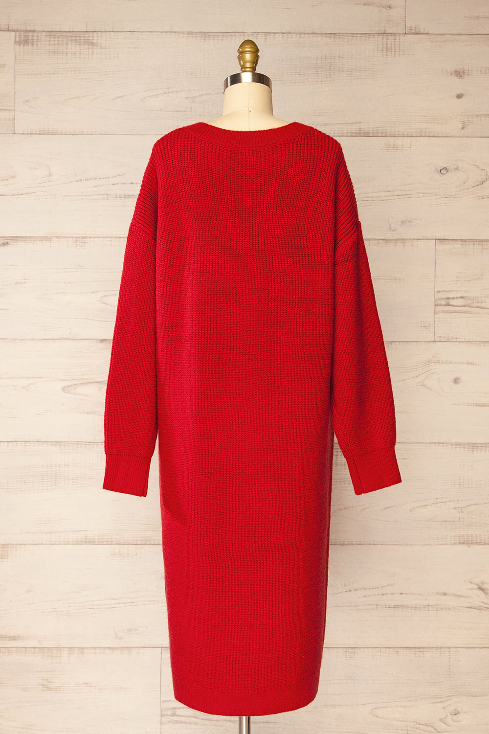 Jory Red Knit Midi Dress | La petite garçonne  back view