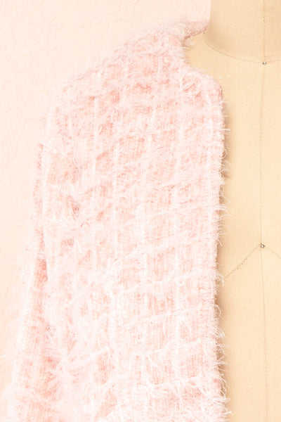Josette Pink Tweed-Style Cropped Jacket | Boutique 1861  front close-up