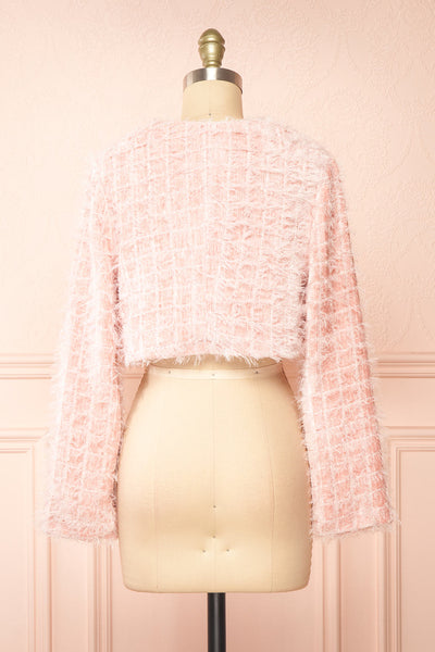 Josette Pink Tweed-Style Cropped Jacket | Boutique 1861  back view