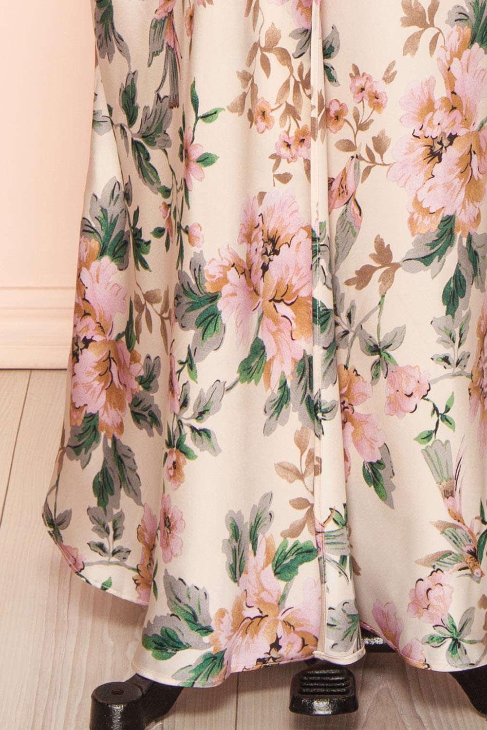 Joulanne Floral Maxi Dress with High Slit | Boutique 1861 bottom close-up