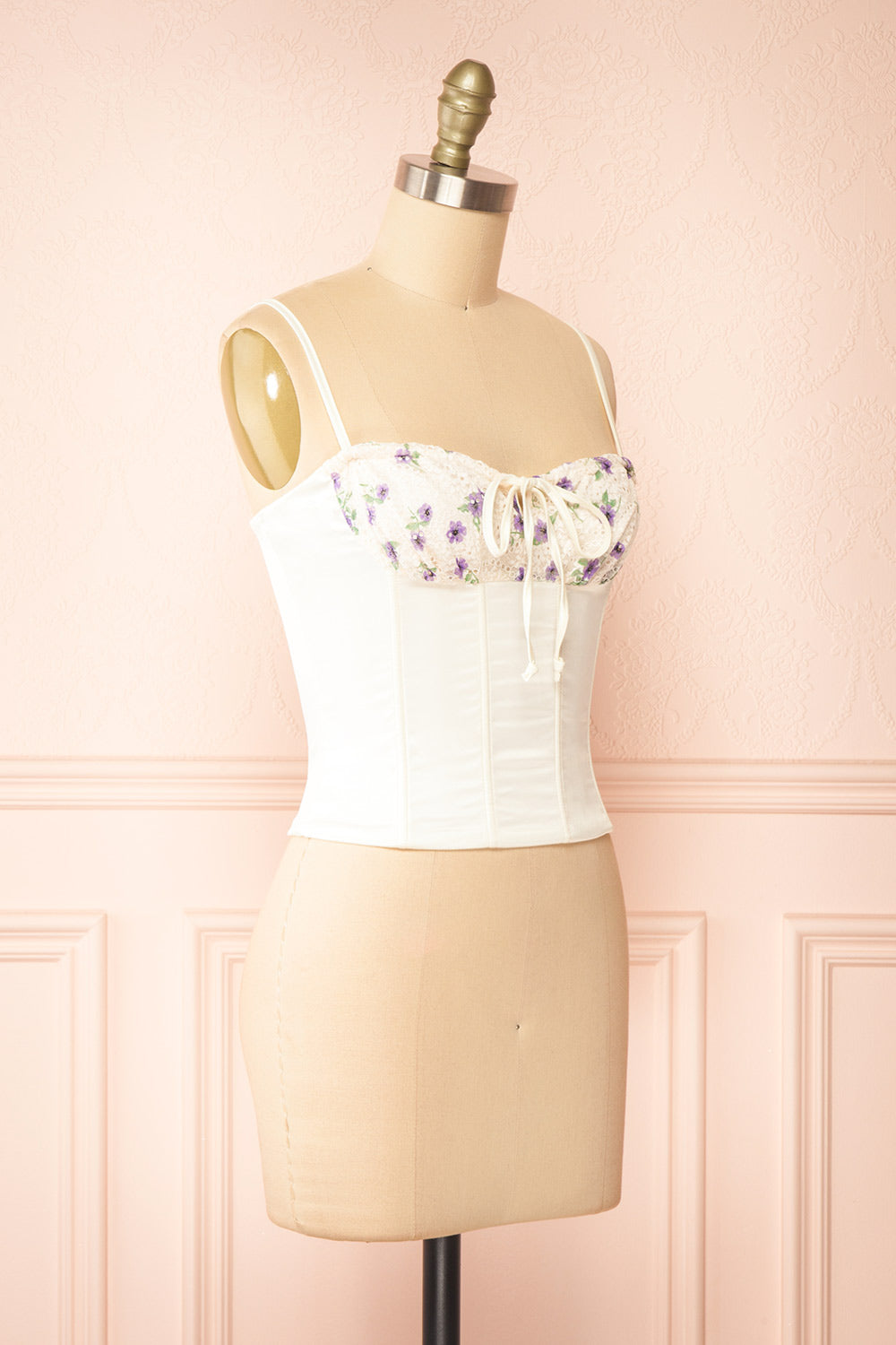 Jubilee Satin Corset w/ Floral Contrast | Boutique 1861 side view