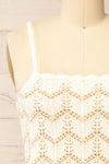Juksu Ivory Crochet Top w/ Herringbone Pattern | La petite garçonne front