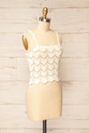 Juksu Ivory Crochet Top w/ Herringbone Pattern | La petite garçonne side view