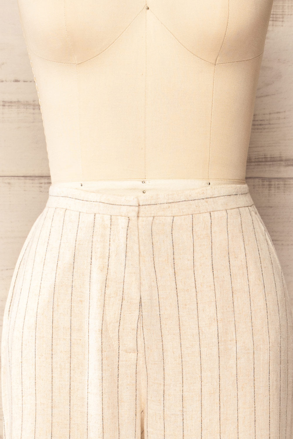 Juneau Beige Striped Linen Pants | La petite garçonne  front