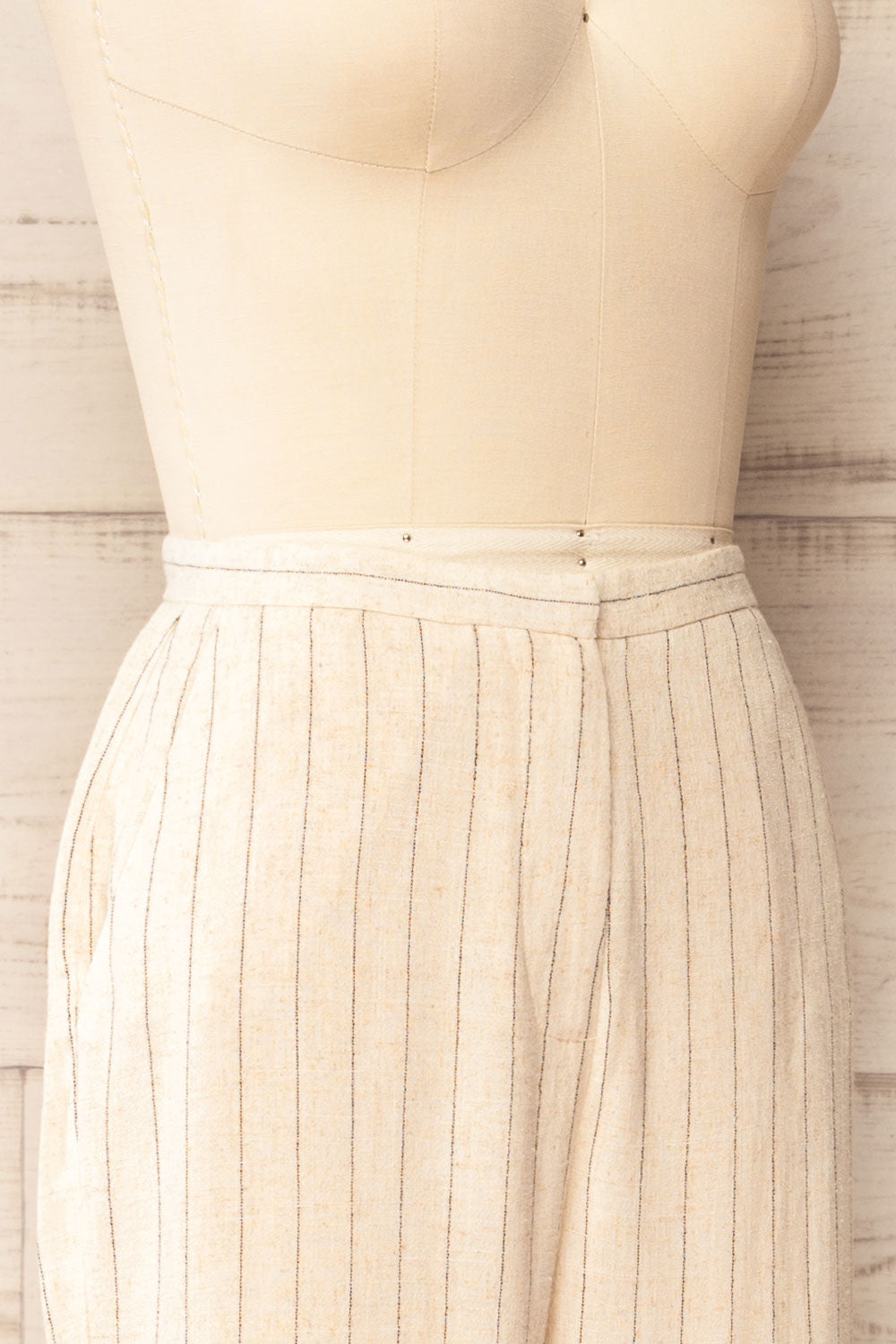 Juneau Beige Striped Linen Pants | La petite garçonne  side
