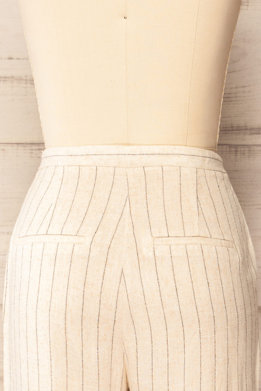 Juneau Beige Striped Linen Pants | La petite garçonne  back