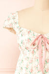 Junia Short Floral Babydoll Dress w/ Bow | Boutique 1861 front close-up