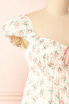 Junia Short Floral Babydoll Dress w/ Bow | Boutique 1861 side close-up