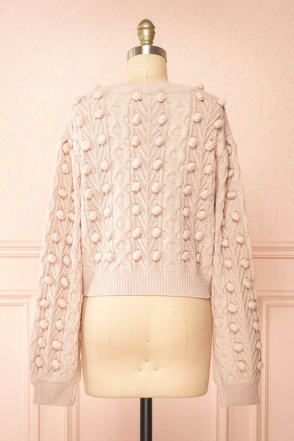 Junifer Blush Knit Cardigan w/ Bows | Boutique 1861 back view