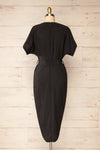 Junin Black Short Sleeve Wrap Midi Dress | La petite garçonne  back view