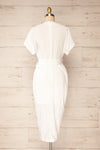 Junin White Short Sleeve Wrap Midi Dress | La petite garçonne back view