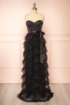 Jurin Black Bustier Maxi Dress w/ Ruffled Tulle | Boutique 1861 front view