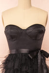 Jurin Black Bustier Maxi Dress w/ Ruffled Tulle | Boutique 1861  front close-up