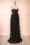 Jurin Black Bustier Maxi Dress w/ Ruffled Tulle | Boutique 1861  side view