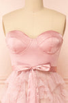 Jurin Blush Bustier Maxi Dress w/ Ruffled Tulle | Boutique 1861 front close-up