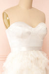 Jurin Ivory Bustier Maxi Dress w/ Ruffled Tulle | Boutique 1861 side close-up