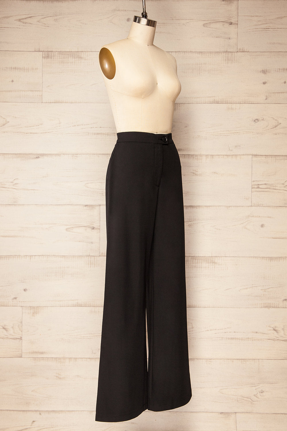 Kabaka Black Wide-Leg Pants | La petite garçonne side view