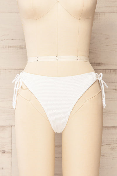 Kabale White Textured Bikini Bottom | La petite garçonne front view