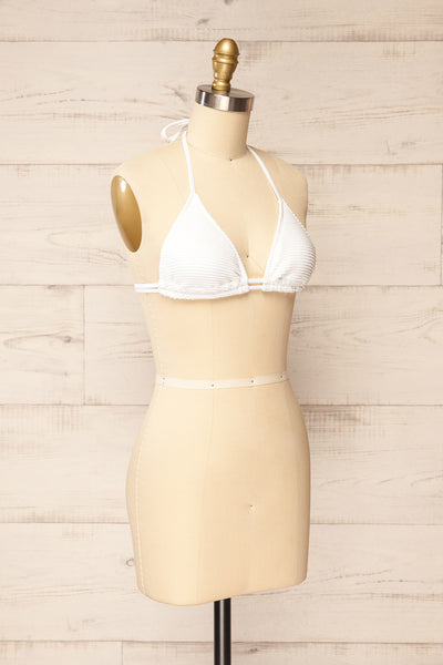 Kabba White Textured Bikini Top | La petite garçonne side view