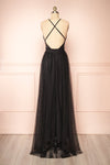 Kaia Night Black Sequin & Plunging Neckline Gown | Boutique 1861 back view