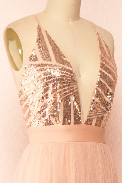 Kaia Pink Dusty Pink Sequin Gown | Boutique 1861 side