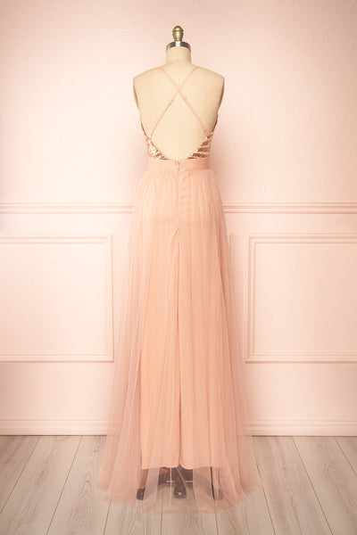 Kaia Pink Dusty Pink Sequin Gown | Boutique 1861 back view