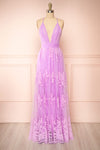 Kailania Lavender Plunging Neckline Maxi Gown | Boutique 1861 front view