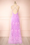 Kailania Lavender Plunging Neckline Maxi Gown | Boutique 1861 back view