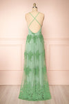 Kailania Sage Plunging Neckline Maxi Gown | Boutique 1861 back view