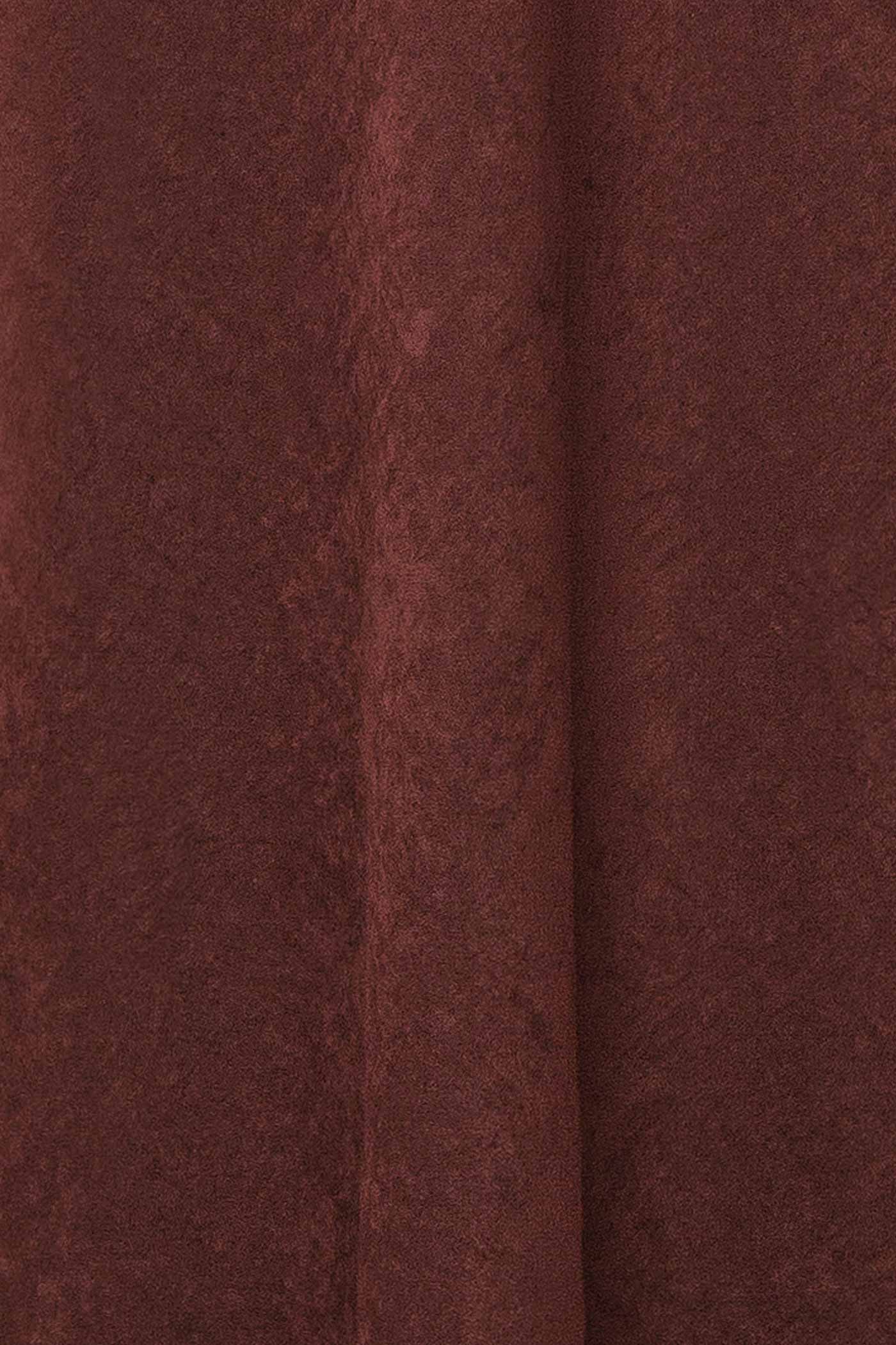 Kaissa Brown Faux Suede Cowl Neck Midi Slip Dress | Boutique 1861 fabric 